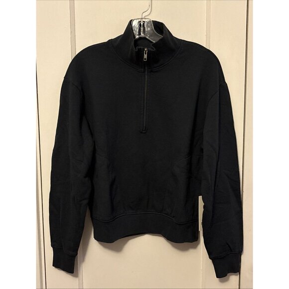 Mate The Label Organic Fleece Half Zip Sweatshirt Midnight NWT X-Small - Picture 4 of 9